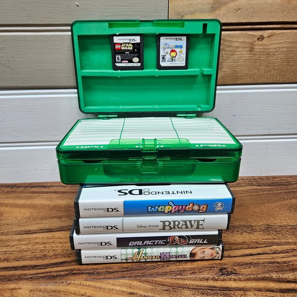 Nintendo DS Game Lot 6 Games Yoshi Carrying Case Brave Star Wars Hannah Montana